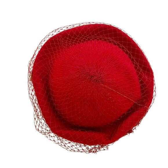 Vintage Union Made Pill Box Hat Red main image 8